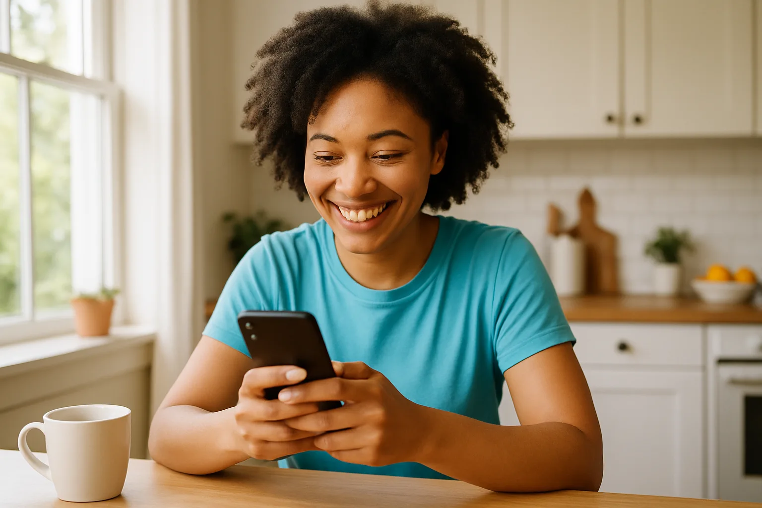 Person smiling while messaging on a smartphone — start dating in Gloucester